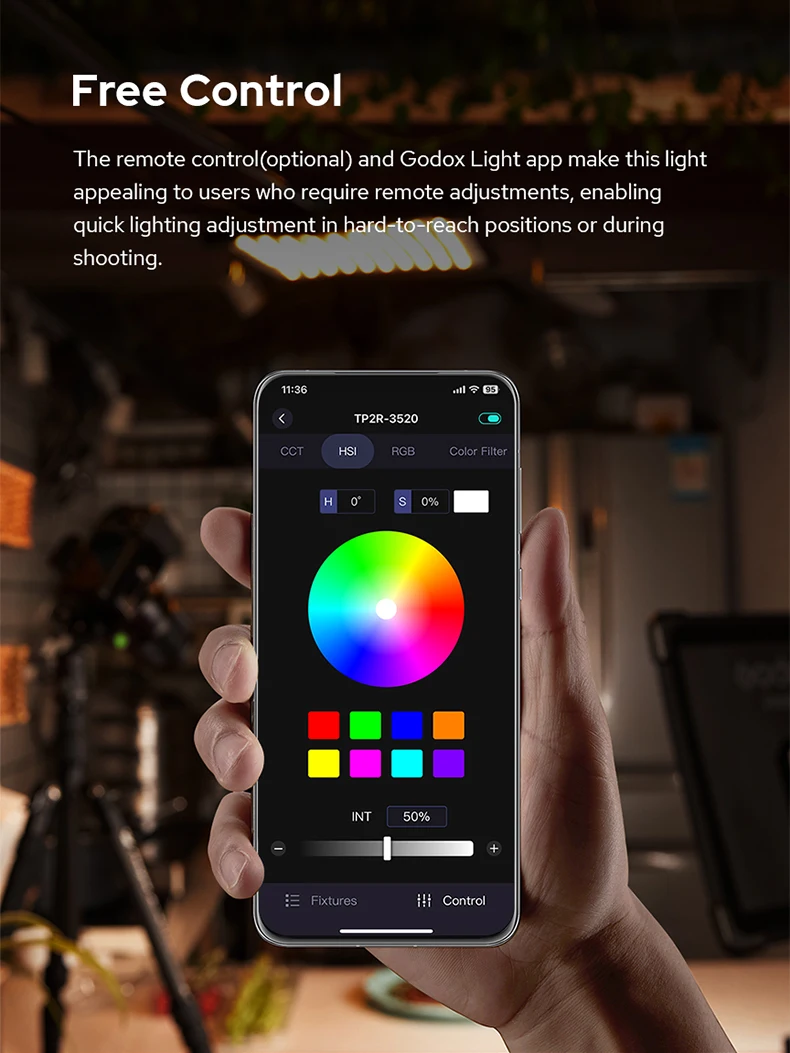 Full Color Luzes de preenchimento, 2.4g Controle