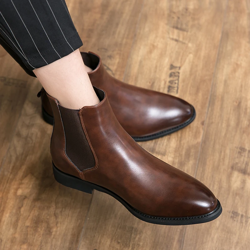 New Men pointed Ankle Boots Chelsea Boots Classic high boots Fashion Business Casual Street Party Elegant DESIGN SHOE