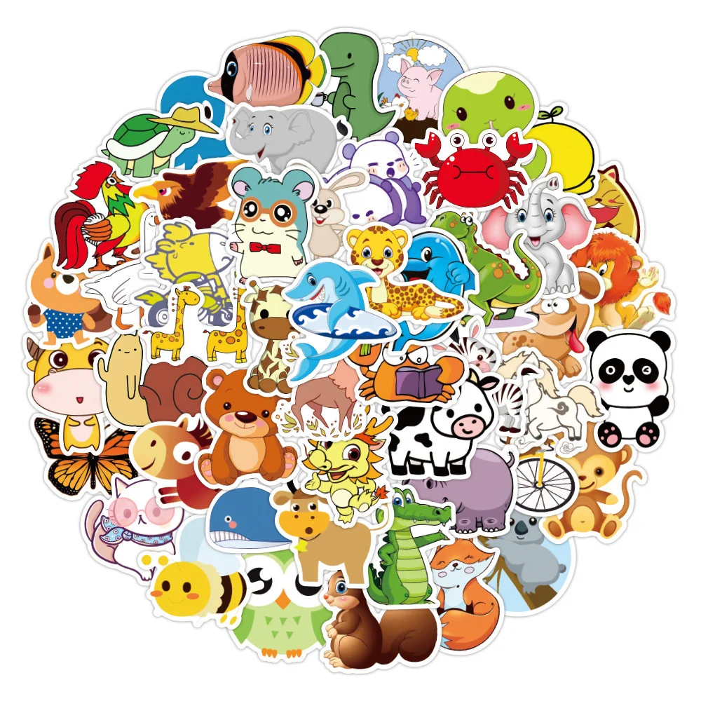 

10/30/50pcs Cartoon Cute Animal Graffiti Stickers Decals DIY Laptop Phone Scrapbook Suitcase Decoration Sticker for Kids Toys