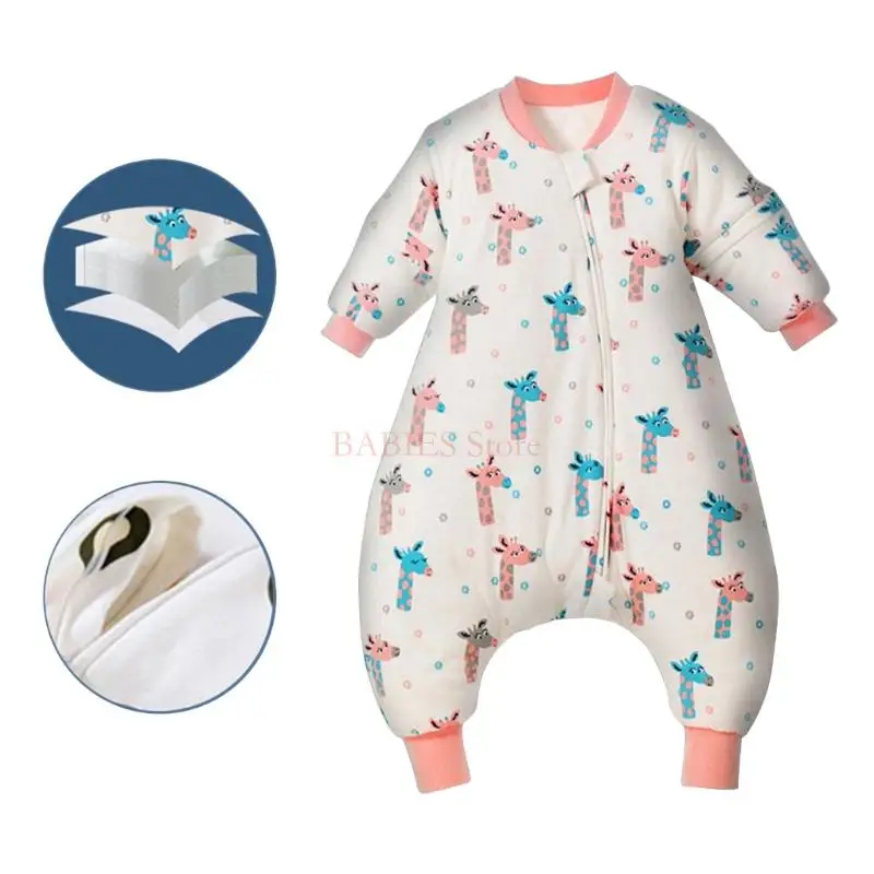 C9GB Baby Split Legged Sleepsack Removable Sleeves Designed Sleep Sacks Breathable Children's Sleeping Bag Anti-kick Quilt