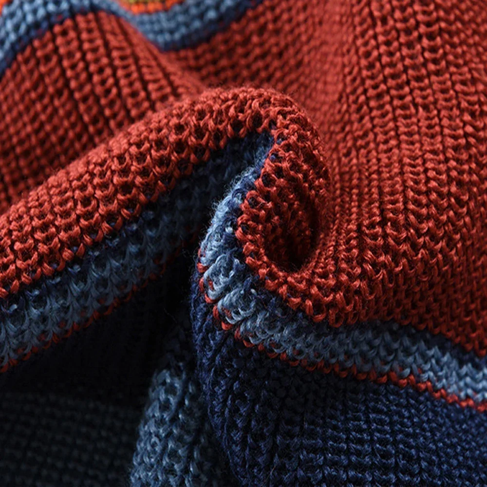 Autumn Winter Men's Rainbow Lapel Sweater Coat Button Long Sleeve Color Matching Cardigan Coat Casual Loose Street Men's Wear