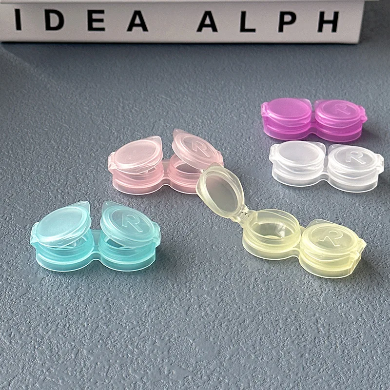 5Pcs 컬러 프레스 타입 렌즈 컨테이너 주최자 휴대용 미니 콘택트 렌즈 케이스 프레스 타입 여행용 아이 케어 키트 보관함