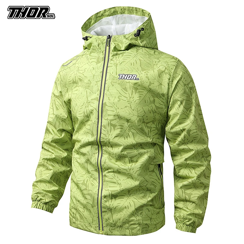 THORSOL Men's Casual Waterproof Reflection Windbreaker MTB Cycling Jacket Hooded Outdoor Bicycle Mountain bike Coat Autumn