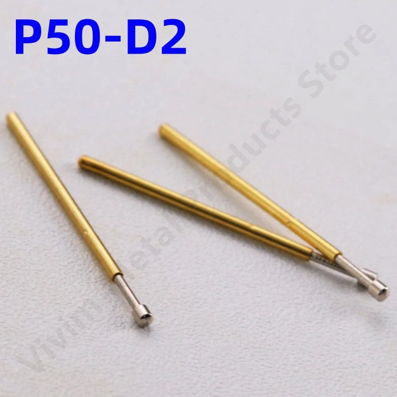 

100PCS P50-D2 Spring Test Probe Test Pin Pogo Pin P50-D Electric ICT FCT PCB Test Tool 0.90/0.68/16.55mm Needle Round Tip Head