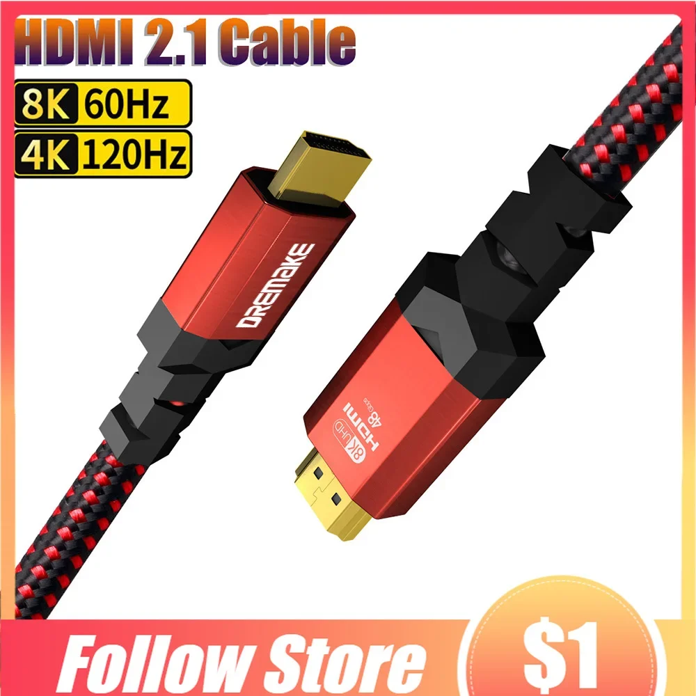 Cavo 8K Hdmi2.1 48Gbps Ad Alta Velocità 8K @ 60Hz 7680X4320 4K @ 120Hz Earc Hdr10 Hdcp 2.2/ 2.3 3D Per Roku Tv/Hdtv/Lg/Ps5 /Ps4/X