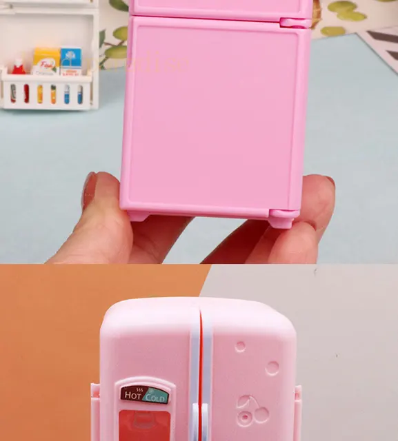 Mini Double Door Refrigerator Girl Toys Miniature Kitchen