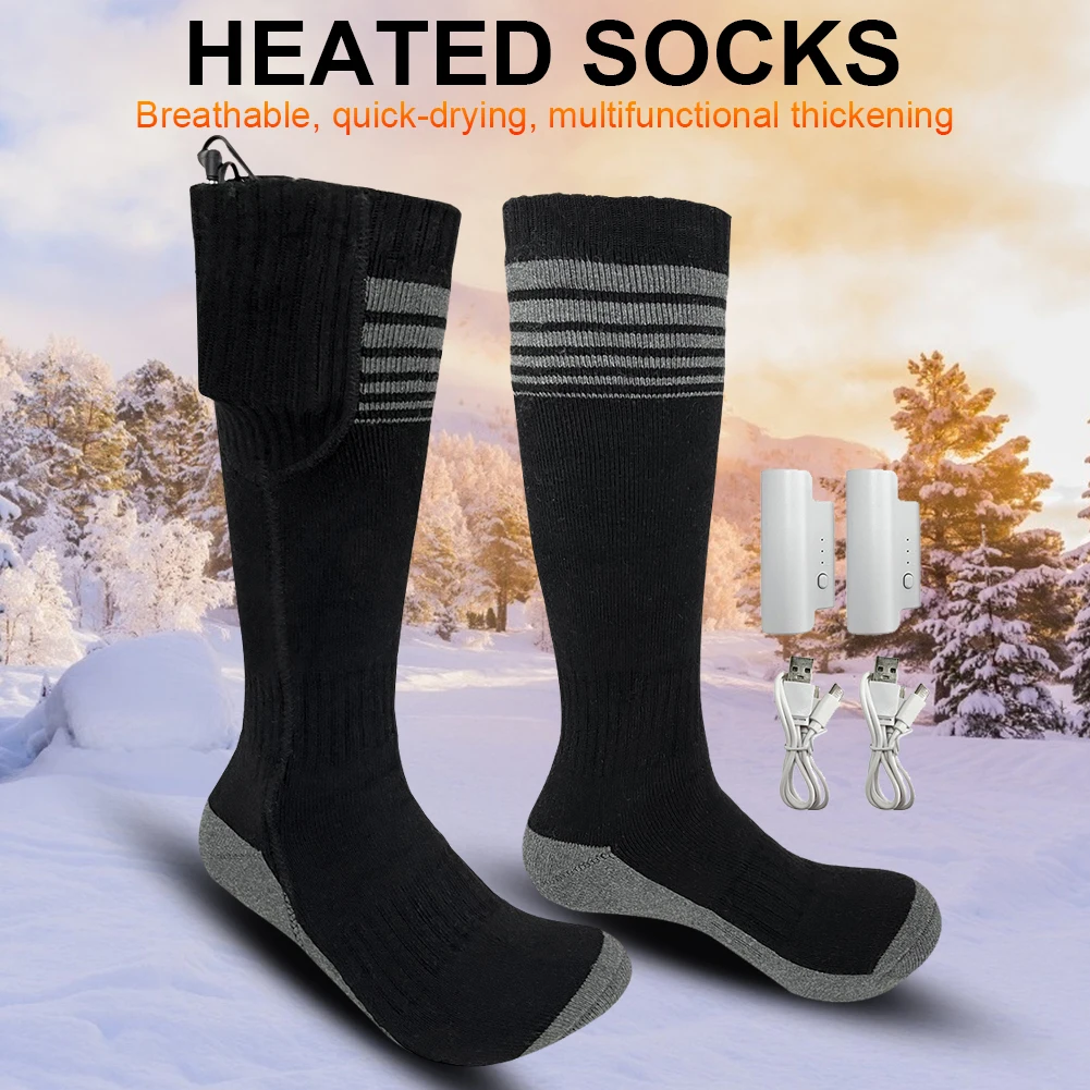 Unisex Heated Socks With USB Thermal Insulated Socks Winter Electric Heating Outdoor Spots Heated Boot Camping Skiing Sock