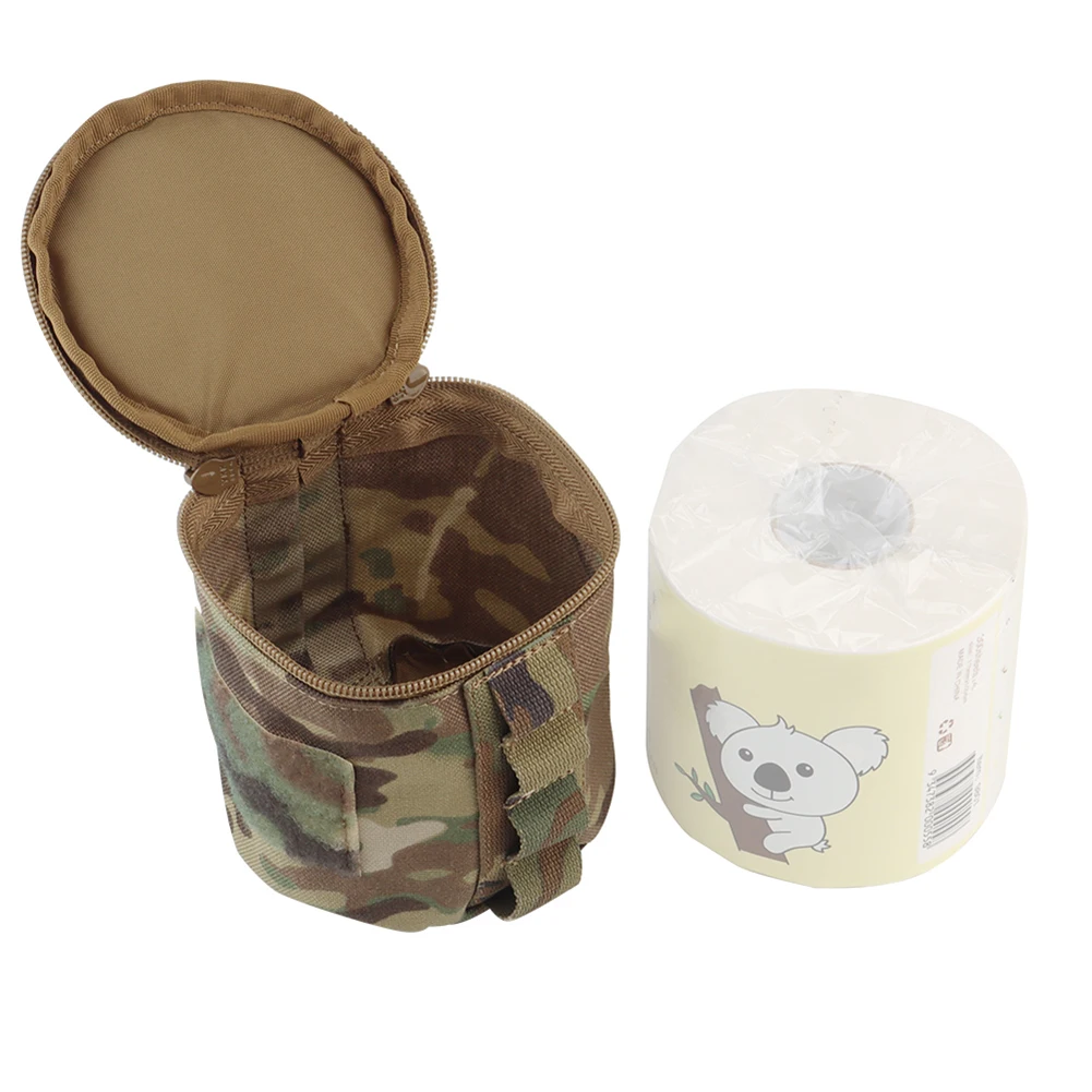 Roll Paper Holder Bag Hanging Toilet Paper Case Camping Wipes Box Tissue Containers MOLLE Ribbon Camouflage for Outdoor Hiking