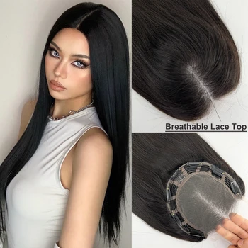 Transparent HD Lace Wefted Topper Virgin Human Hair Topper 6X6 7x7 8X8 inch with 4X4inch Swiss Lace Overlay Breathable for Women