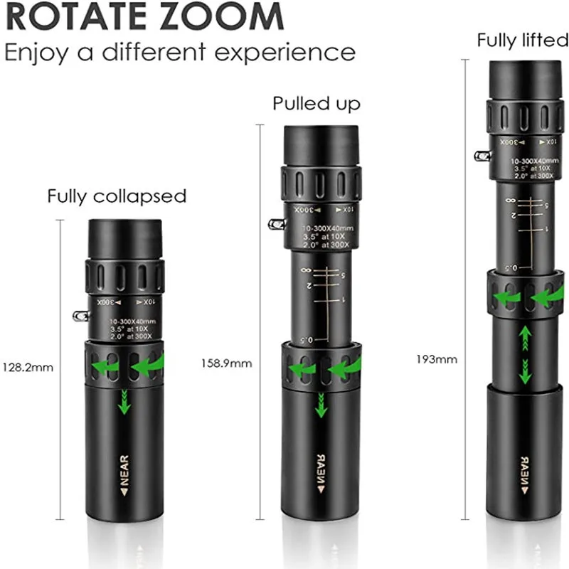 Profissional 10-300x40mm zoom poderoso telescópio monocular de