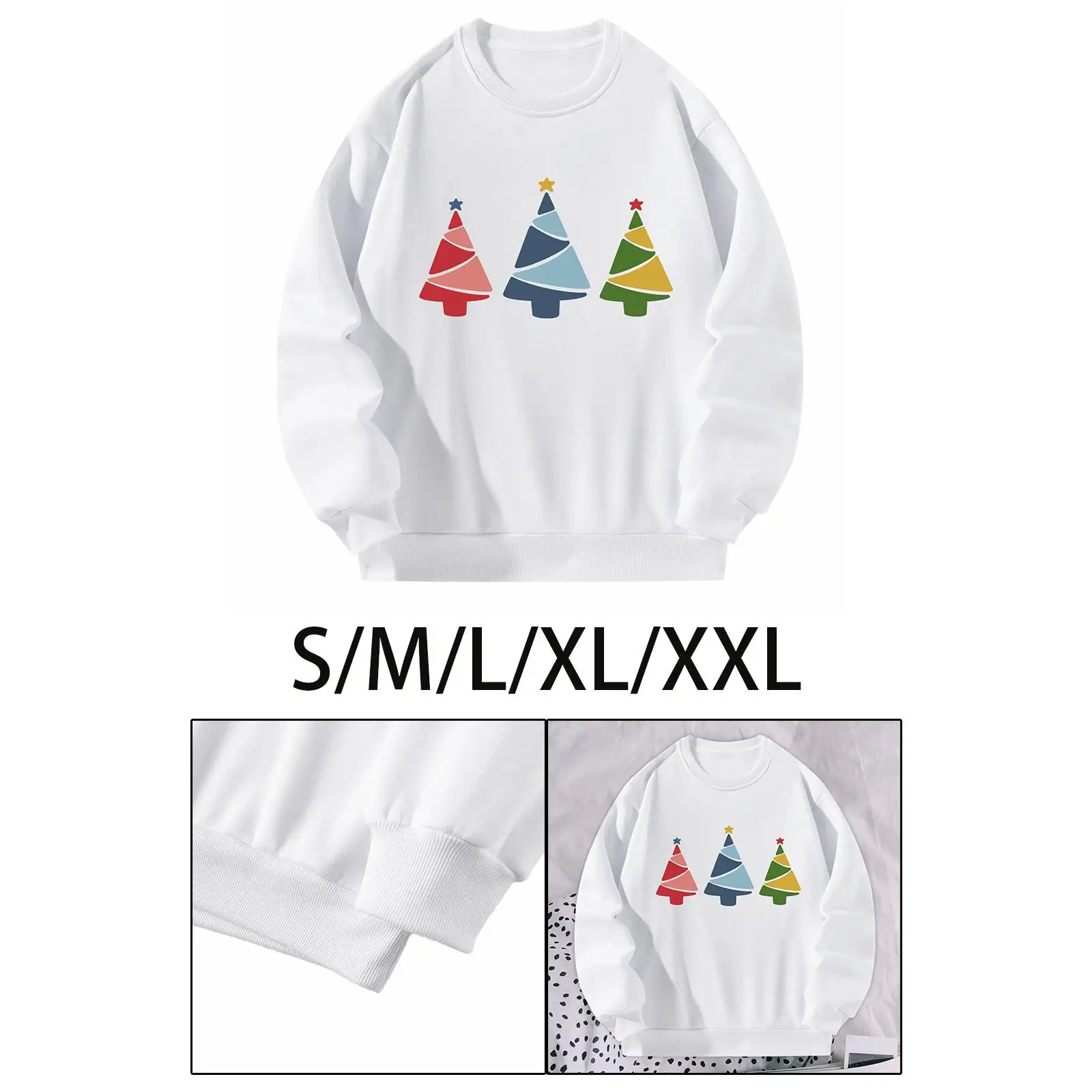 

Свитшот женский с круглым вырезом, удобный Модный пуловер с рождественской елкой, одежда для отдыха на осень и зиму, весну