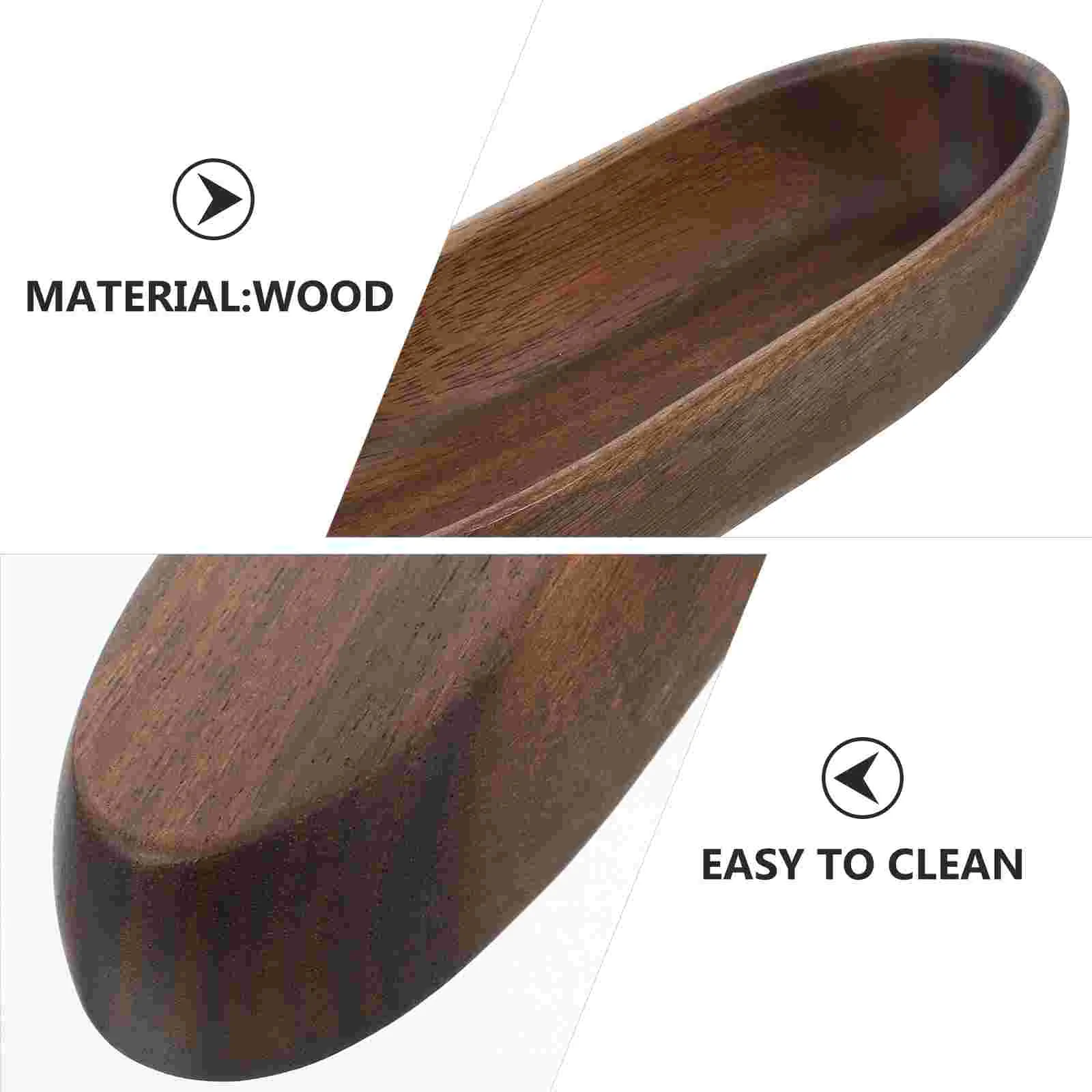 Boat Shaped Acacia Wood Tray Solid Wood Material Snack Bowl Salad Plate Fruit Dish Candy Container Desktop Tray Serving Platter