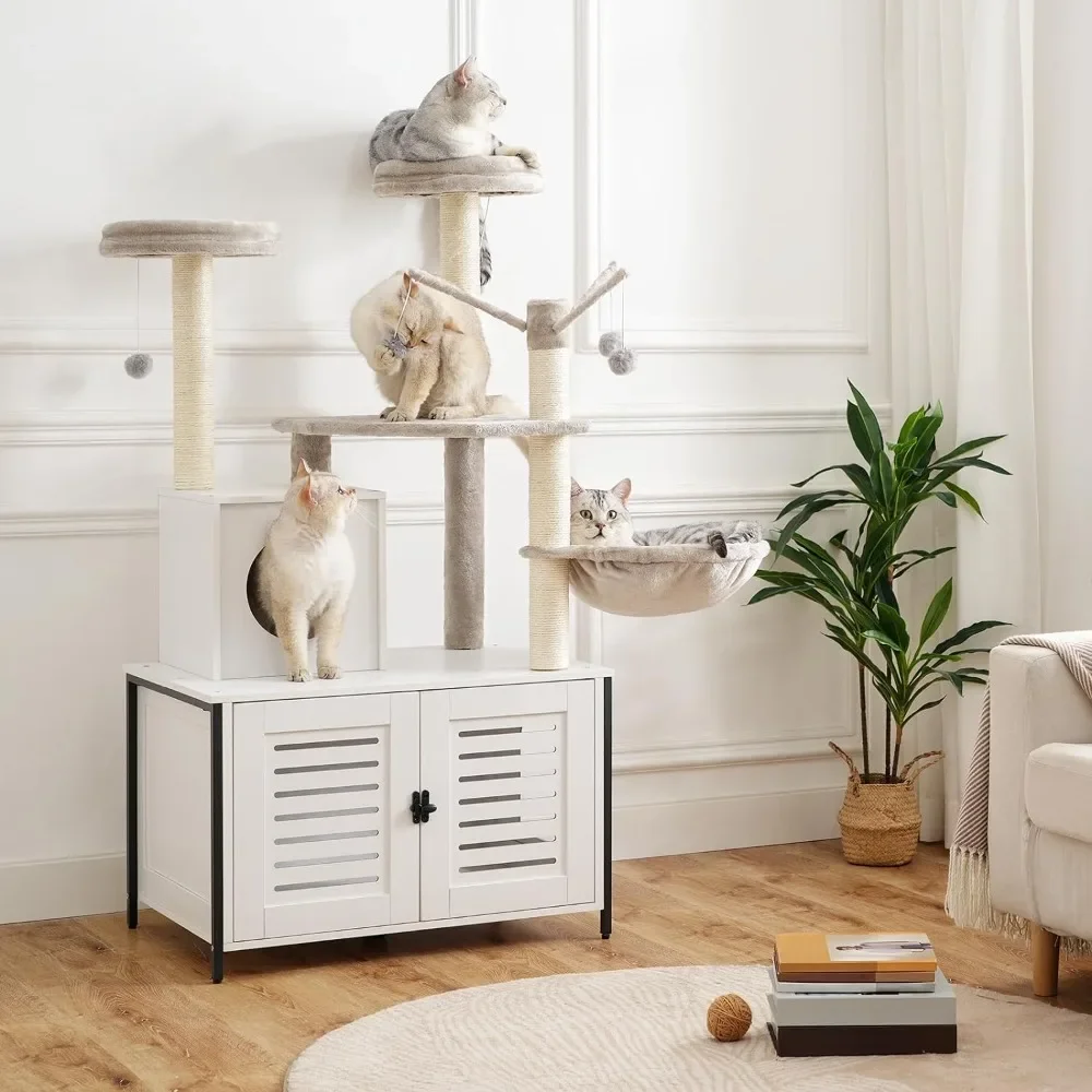 

Башня для кошачьего дерева с когтеточками, контейнер для наполнителя, мебель для домашних кошек, универсальный деревянный дом для кошек