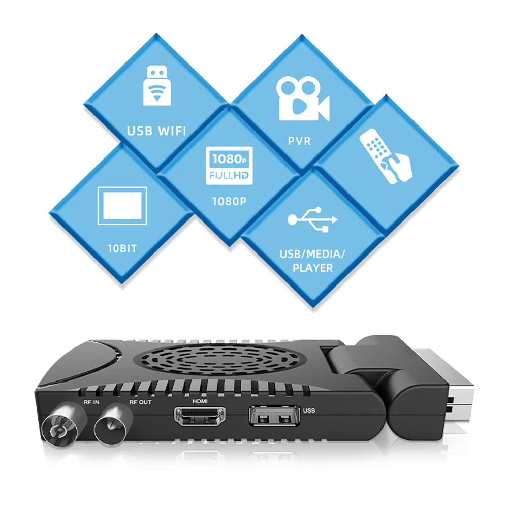 Digital TV Decoder Mini DVB-T2 Scart H.265 HD Digital DVB T2 Europe Terrestrial TV Receiver