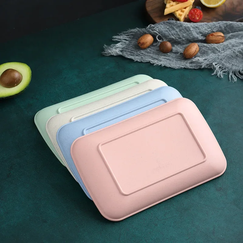 Creative Wheat Straw Rectangular Plate Melamine Healthy Tableware Utensils Dessert Sushi Pasta Plate Dishes Kitchen Cooking
