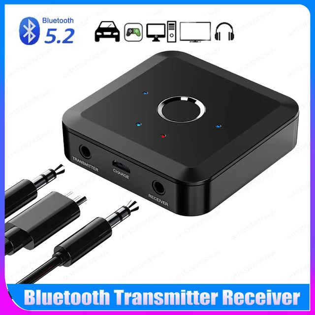 Receptor transmisor Bluetooth 5.2, receptor de audio Bluetooth, adaptador  Bluetooth de audio inalámbrico 2 en 1 para coche/auriculares/altavoz/TV/PC