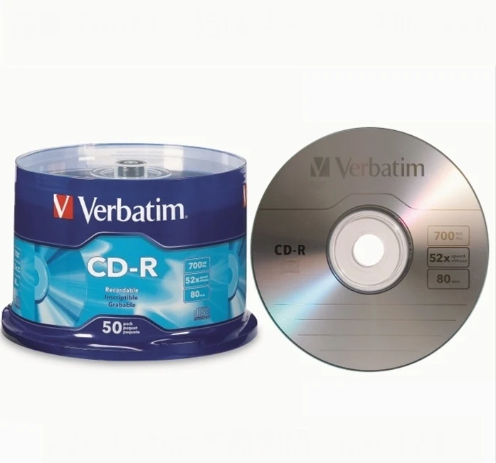 Verbatim CD-R Disc Blank Silver CD Disk CDR Discs 80min 700MB 52X 50Pack