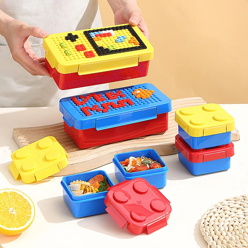 Gifts For Kids Stackable Oxford Block Brick Design Portable Sealed Lunch Box  Colorful Blocks Splicing Children Student Bento Box - AliExpress