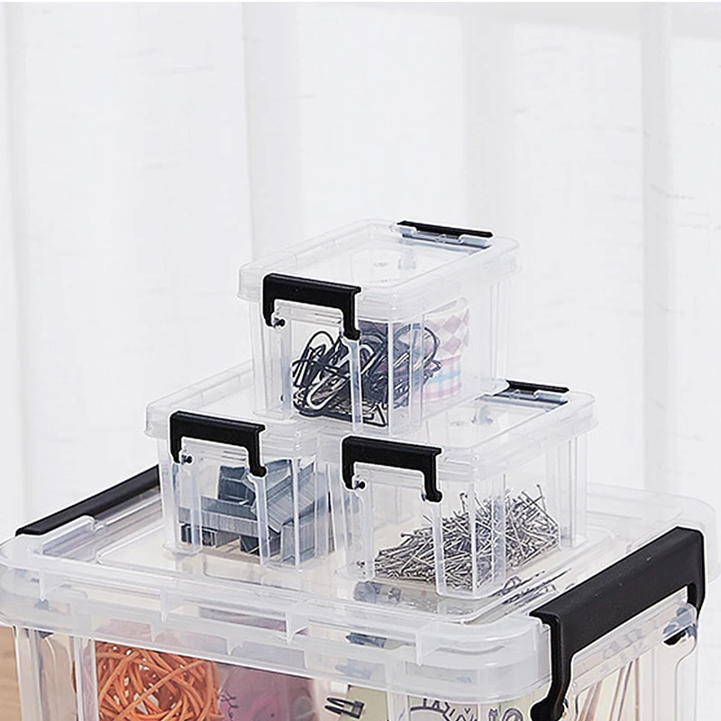 Household Goods Plastic Storage Box Transparent Mini Convenient Organizing Bin Durable Portable Mini Wear-resistant Storage Box