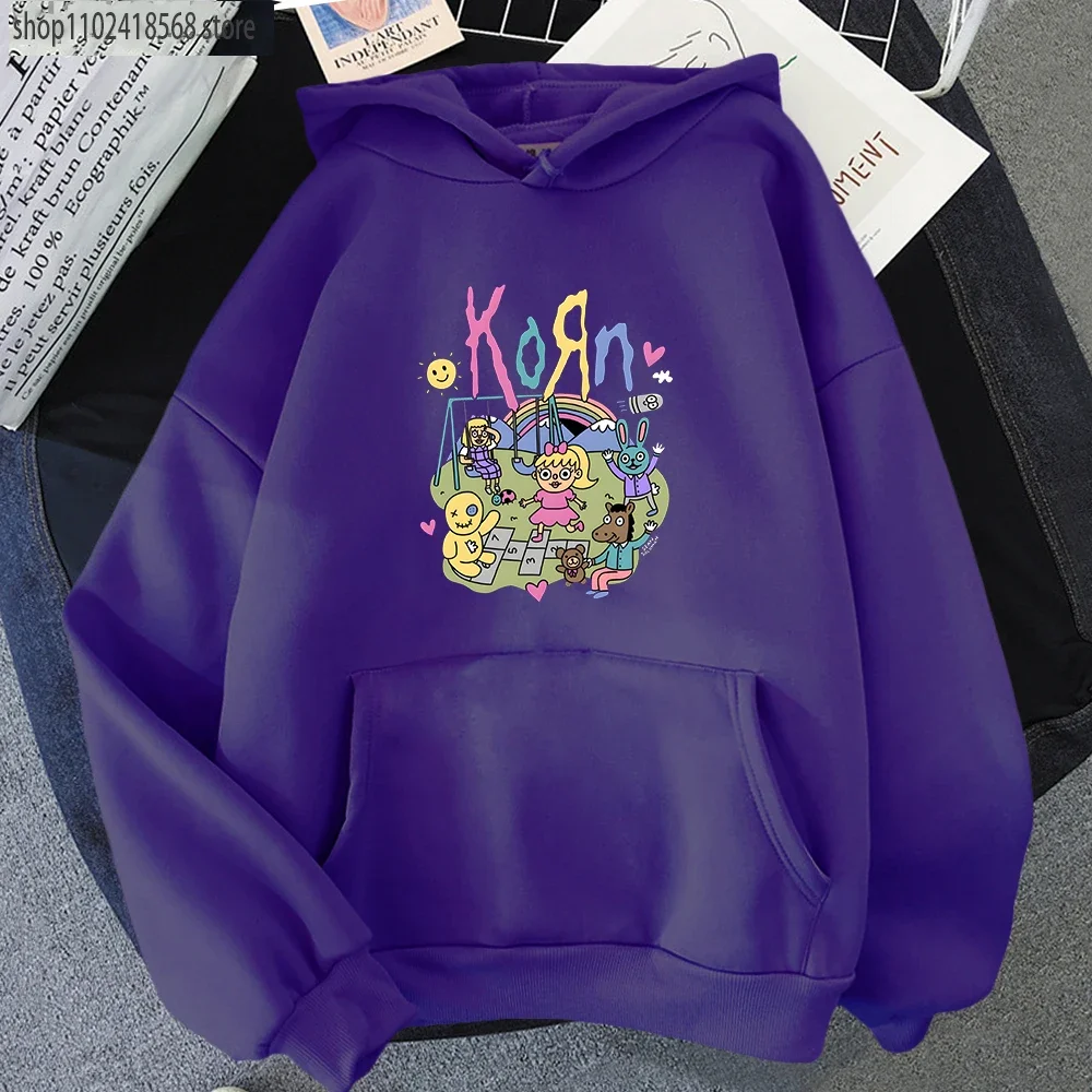 Korn Music Band Hoodies Hip Hop Cartoon Printing Sweatshirts Mens Casual Gothic Kpop Graphic Hoodie Long Sleeve Male Pullovers