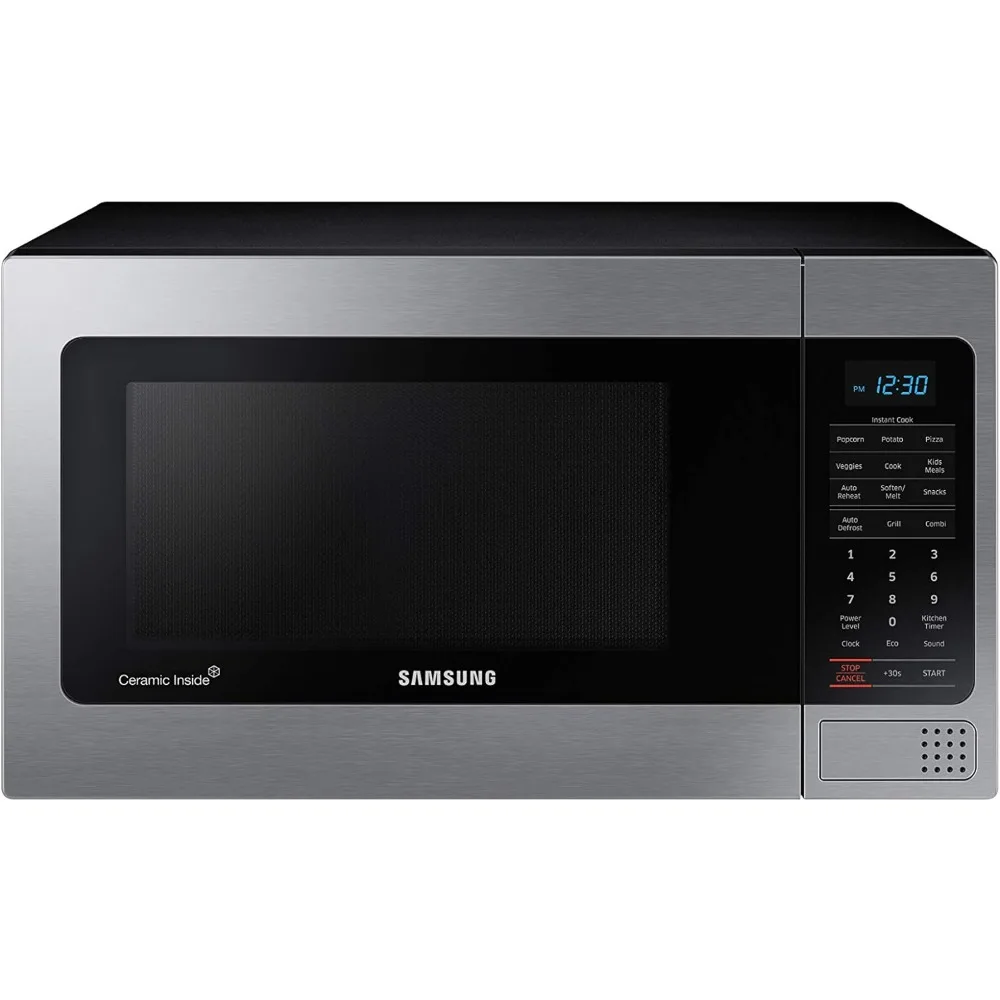 

SAMSUNG 1.1 Cu Ft Countertop Microwave Oven w/Grilling Element, Ceramic Enamel Interior, Auto Cook Options,1000 Watt