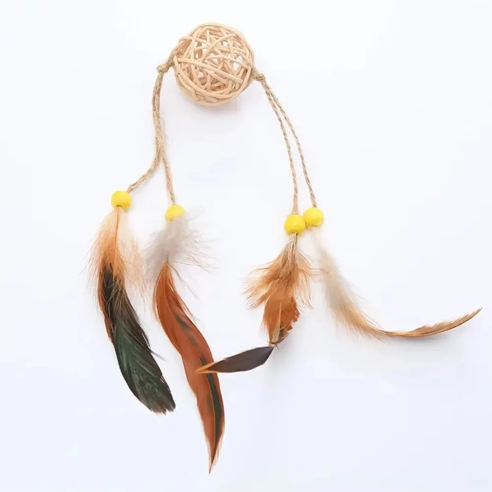 Rattan Ball Toy with Feathers, Which Can Keep Cats Entertained and Relieve Their Boredom.cat Toys Toys for Cats