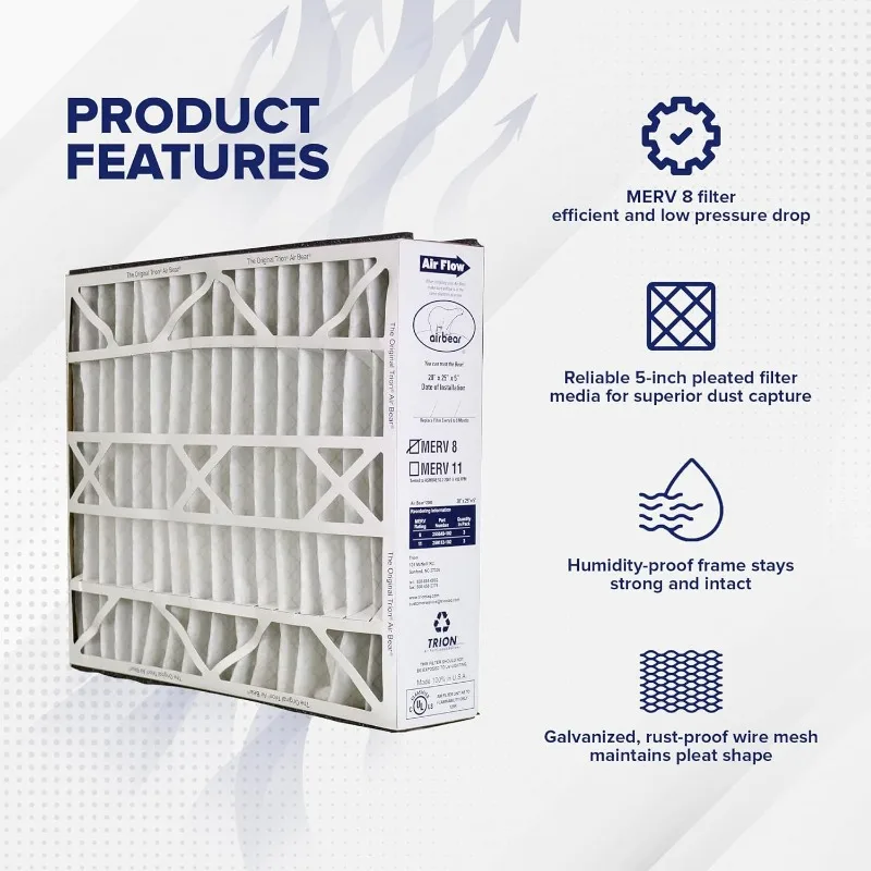 Trion Air Bear 20 x 25 x 5 Inch MERV 8 Air Purifier Filter Air Bear Supreme Right Angle Cub Cleaner Purification 3 Pack 2