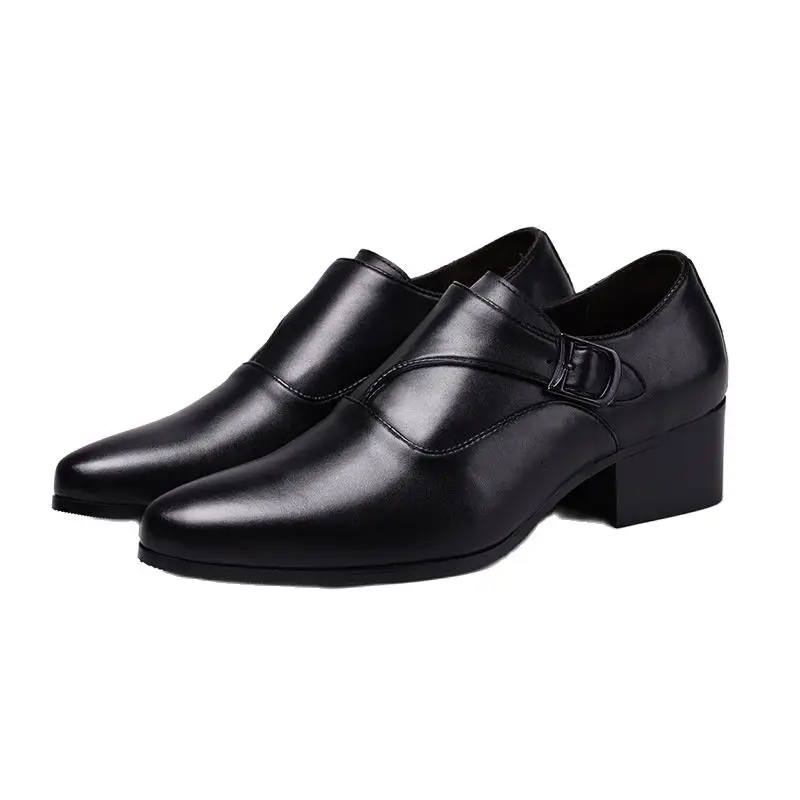 

Man Vintage Elevator Shoes Loafers 6cm/8cm Garland Leather Dress Business Casual Comfortable Wedding Party Suits Spring Autumn