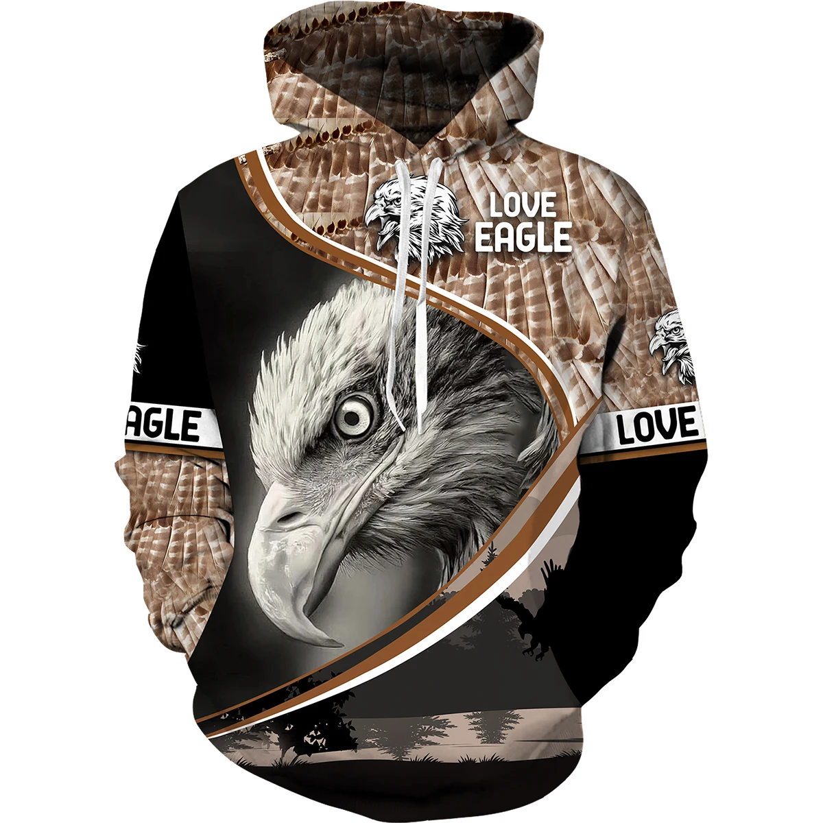 

Fall Men's and Women's Hoodies Fun Animal Eagle Pattern Fashion Casual Unisex Pullover Harajuku Oversized Street Hoodie
