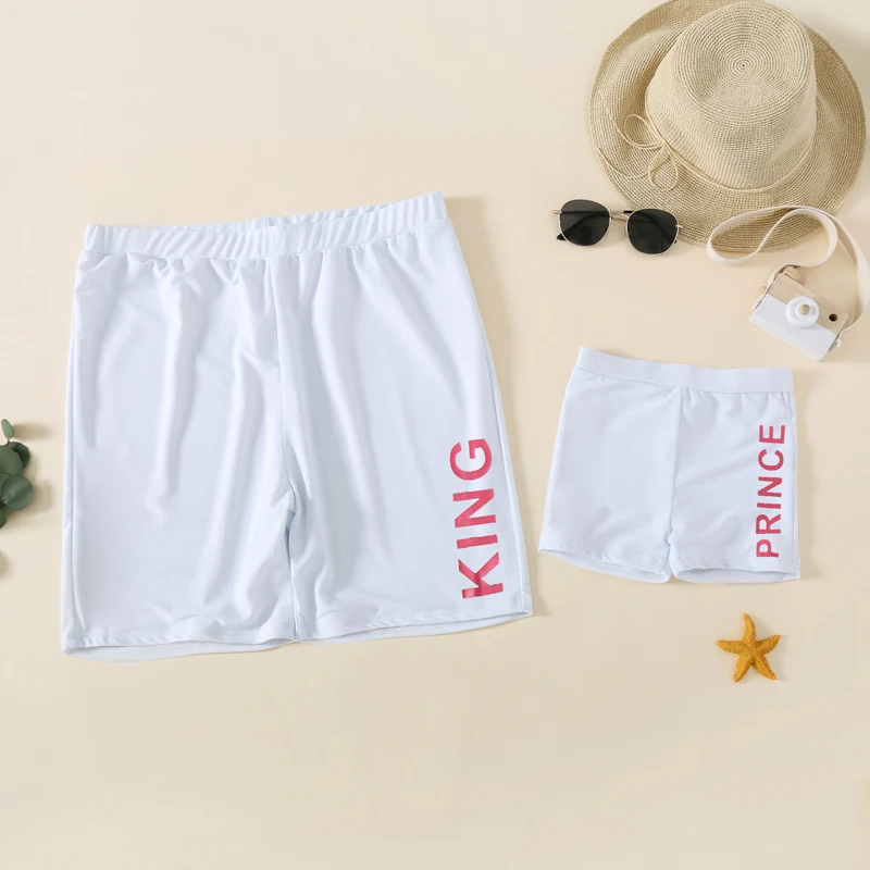 King Queen Swimsuit Family Matching Outfits One-Piece Mother Daughter Swimwear Beach Mommy and Me Clothes Father Son Swim Shorts 5