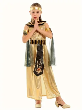 Kids Girls Halloween Cosplay Costumes Ancient Egypt Cleopatra Dress Cosplay Prince Princess Fancy Carnival Party Cosplay