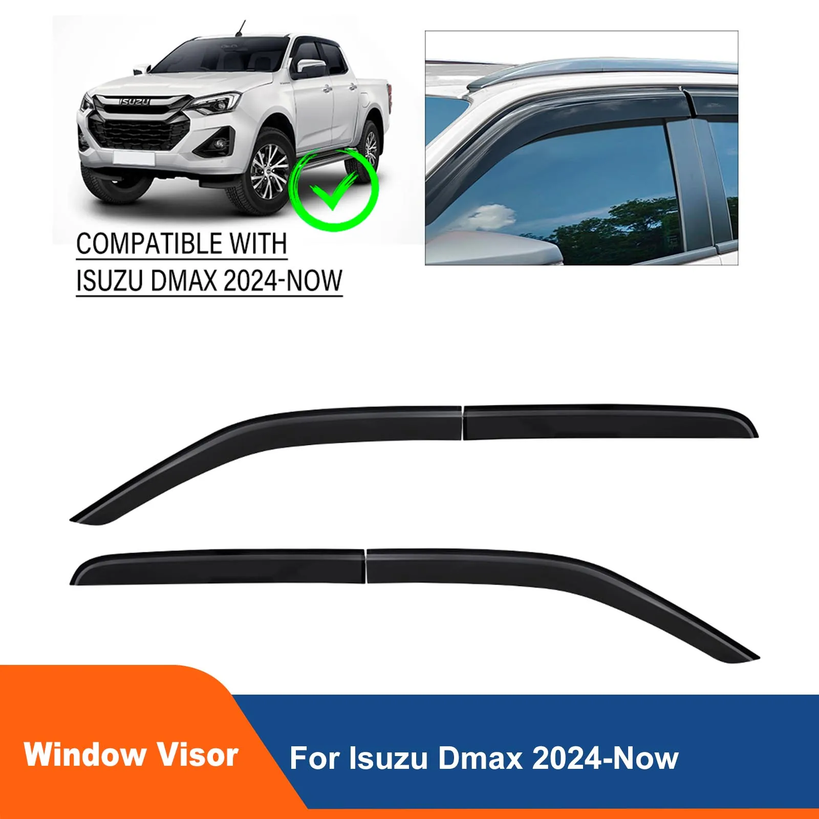 

4X4 Car Accessories FOR ISUZU DMAX 2024 4PCS/Set Window Visor Weathershield Sun Rain Gurad For Double Cabin Accessories