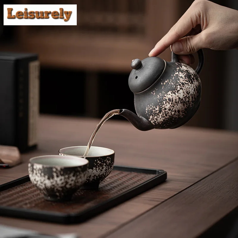 Wabi Sabi Style Powder Yin Ceramic Tea Set Complete Set Ancient Tea Ceremony Set Teapot And Tea Cup Set Tea Items Ornaments Gift