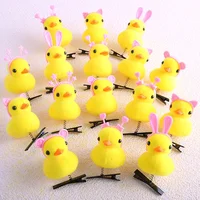 Dessin animé drôle enfants 3D petit canard jaune en peluche épingle à cheveux mode Animal bec de canard pince accessoires chapeaux cadeau en gros 4