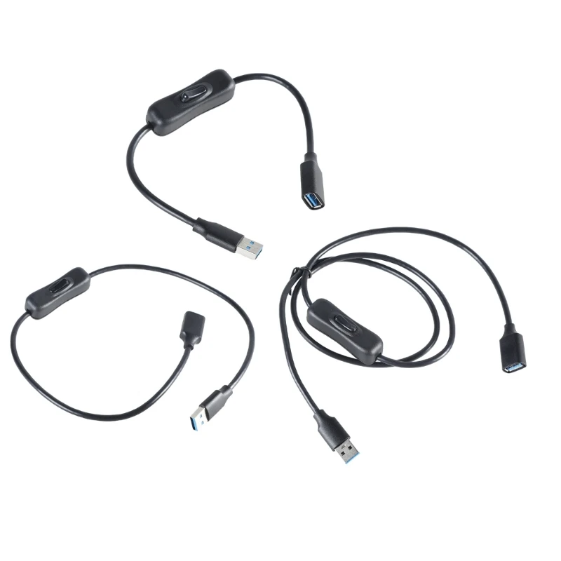 Cavo USB USB 3.0 A maschio a femmina Cavo nero di prolunga con interruttore ON OFF Cavo di trasferimento dati e ricarica Cavo di alimentazione  44