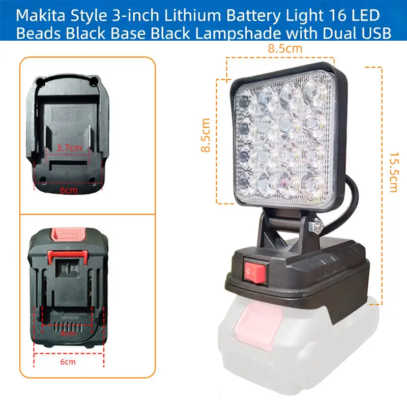 LED Work Light 3/4/8Inch For Makita 14.4V 18V Li-ion Battery Lamp With USB Outdoor Flashlight Lantern Camping Emergency Light - Image 7