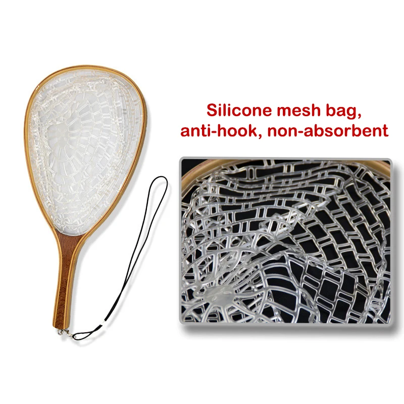 

1PC Fly Fishing Landing Net Soft Rubber Small or Big Mesh Trout Catch and Release Net without the Magnet