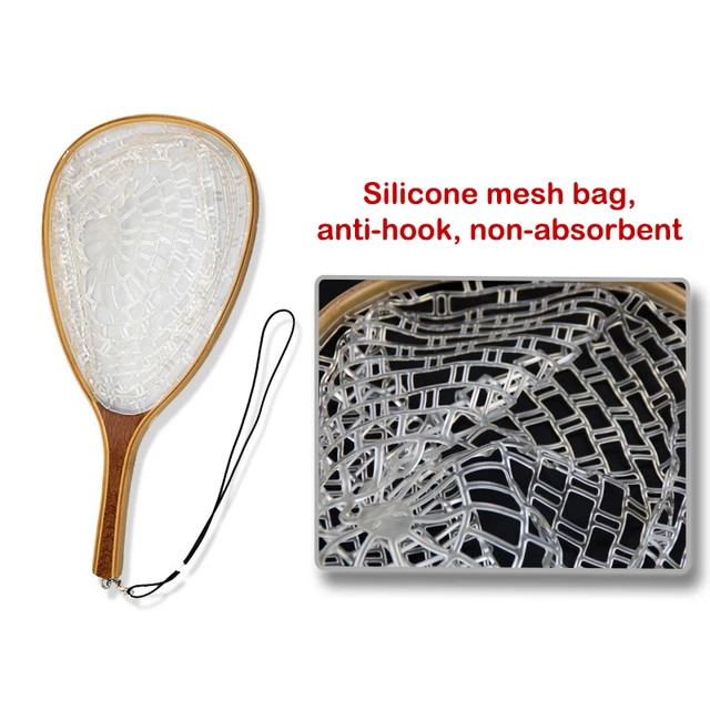 Fly Fishing Landing Net Soft Rubber Mesh Trout Net Catch and