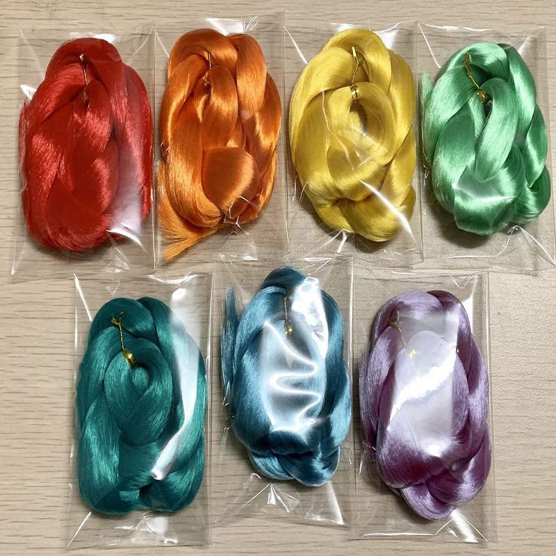

60cm Japan Saran Length rainbow Color Doll Hair Wig Accessories DIY Hand Toy Ob BJD Bitsu Azone Doll Soft Hair Wig