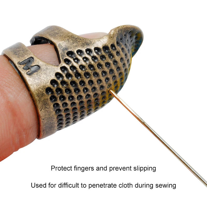 Sewing Thimble + Sewing Needles, Finger Protector Fingertip Thimble  Adjustable Metal Bronze Sewing Thimble Rings And Leather Coin Thimble For  Needlework, Hand Embroidery Craft - Temu Canada