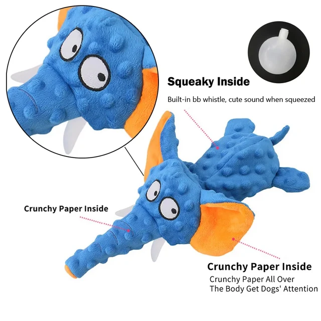 Elephant Soft Plush Funny Squeaky Dog Chew Toy Features