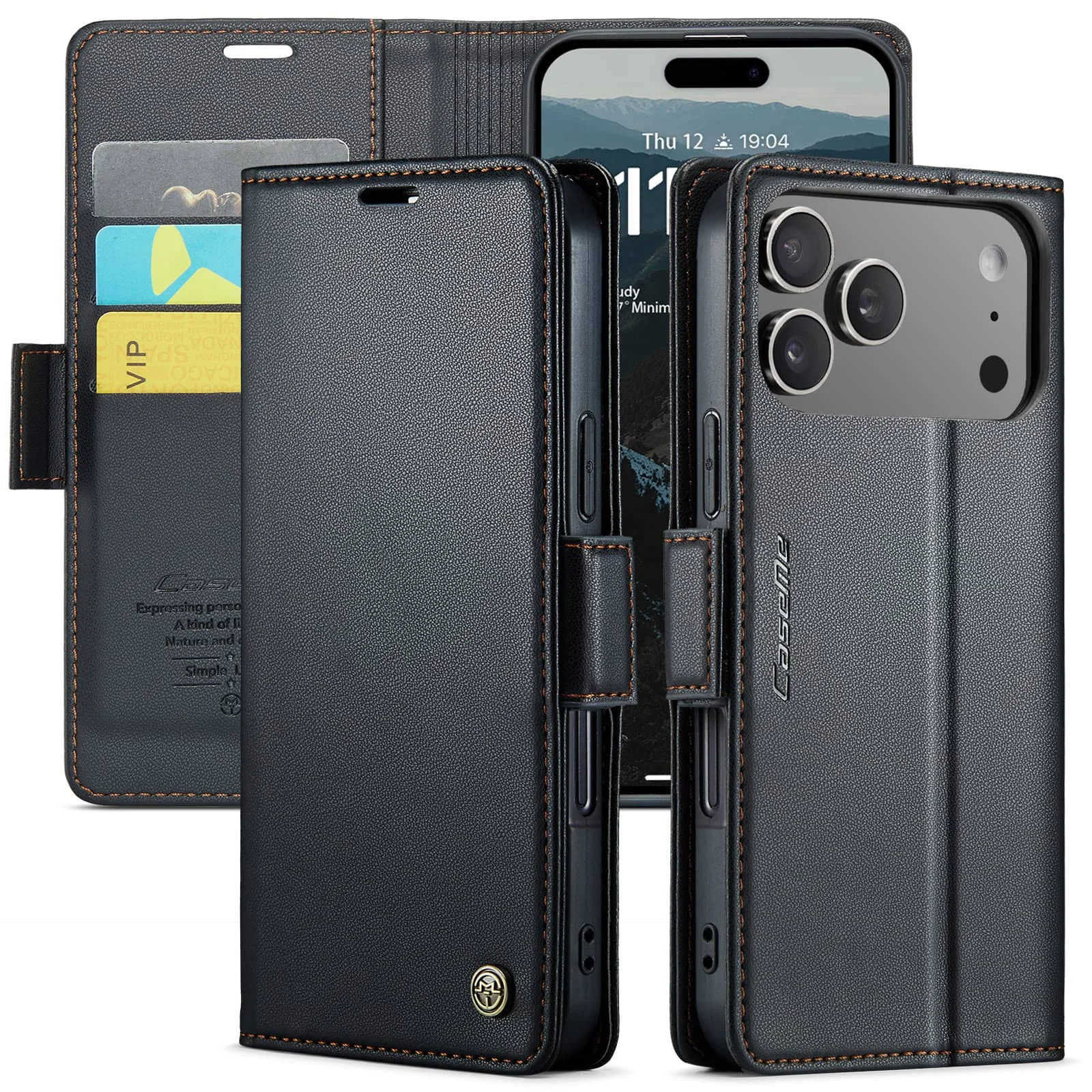 Für iPhone 17 Pro Max 17 Air 17, Hülle mit Kartenhalter, Brieftaschenhülle mit RFID-Blockierung, robuster Leder-Kickstand-Magnetverschluss