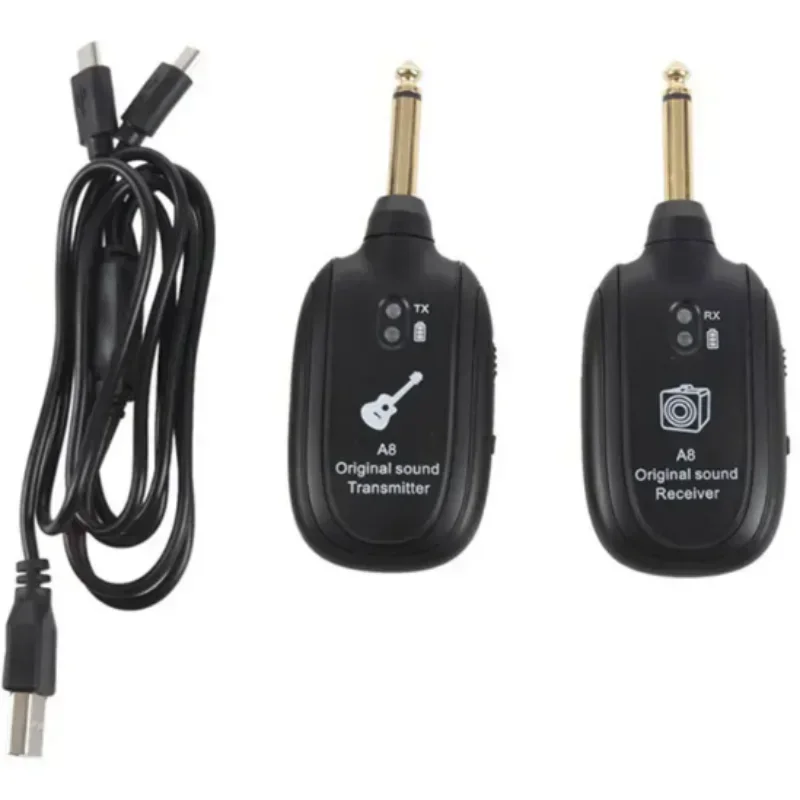 A8 Guitar Wireless System Transmitter Receiver Built-in Rechargeable Built- in Rechargeable wireless guitar transmitter