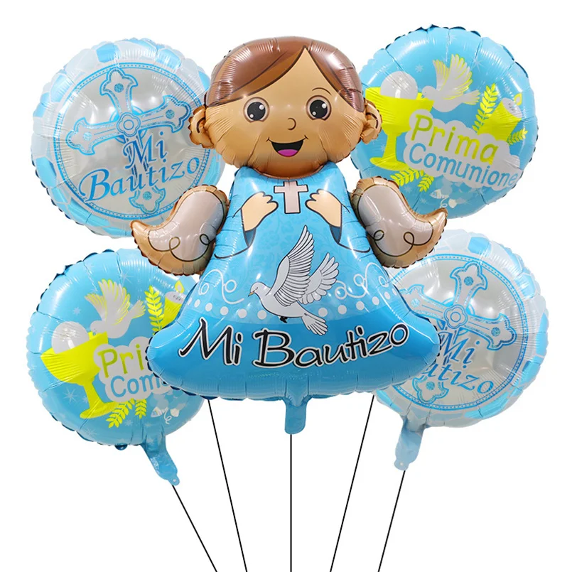 

5pcs Church Easter Cross Baptism Foil Balloons Christian Catholic Worship Pray Wedding Celebration Birthday Follower Party Ball