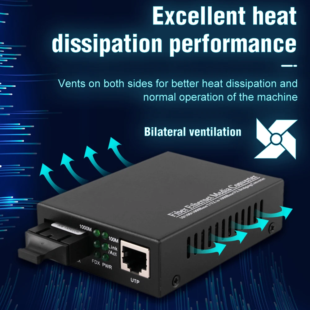 Fiber Optical Media Converter Gigabit Ethernet Fiber Media Converter fiber optic sc multimode Transceiver Dual fiber sc 100/1000M RJ45 to1000Base-LX/up to 2km