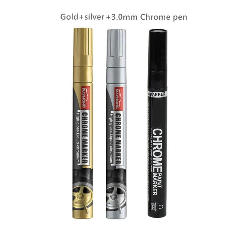RAYHONG Liquid Chrome Markers, Chrome Paint Pens Reflective Gloss Metallic  Mirror Markers, Repair Paint Pen for Model Metal Plastic Glass DIY