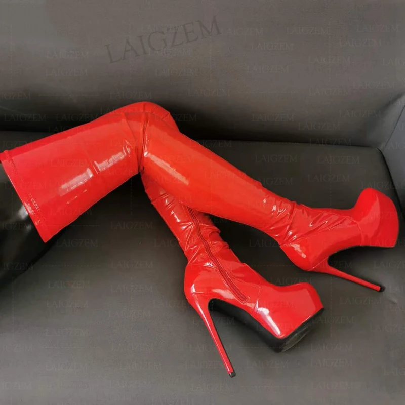 Women Thigh High Boots Elastic Platform Stiletto High Heels
