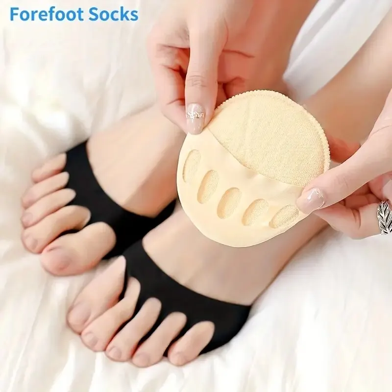 Woman socks women&rsquo;s invisible forefoot half cut socks with sponge cushioning 4 pairs