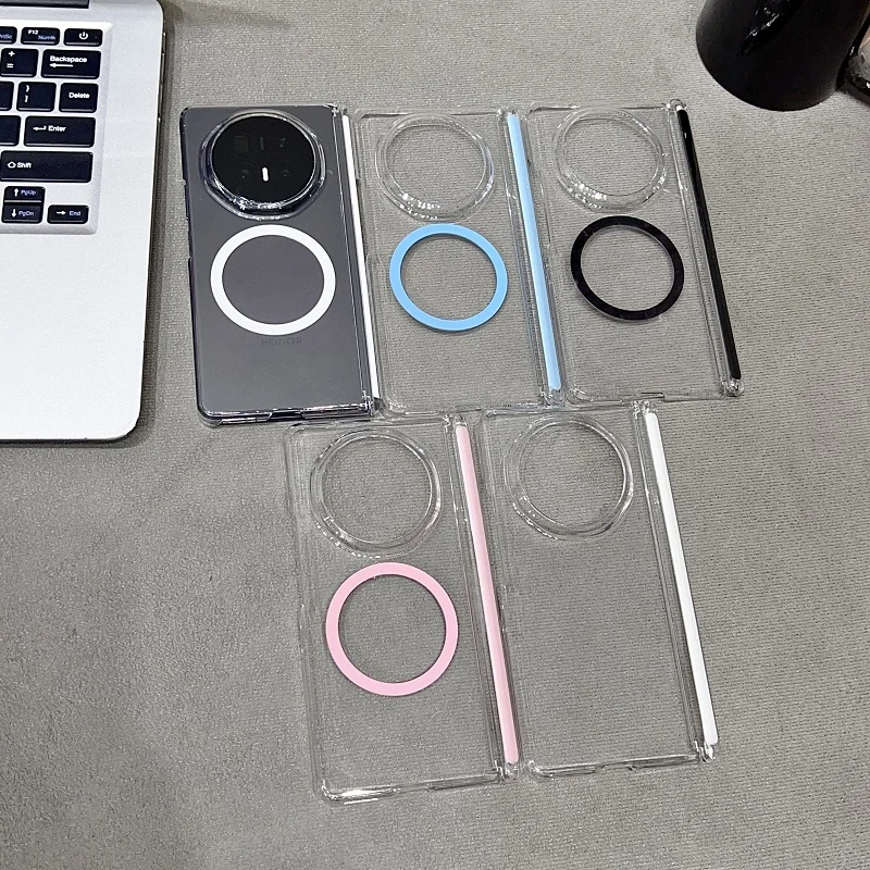 Clear Magnetic Cover with Transparent Back and Hinge Protection