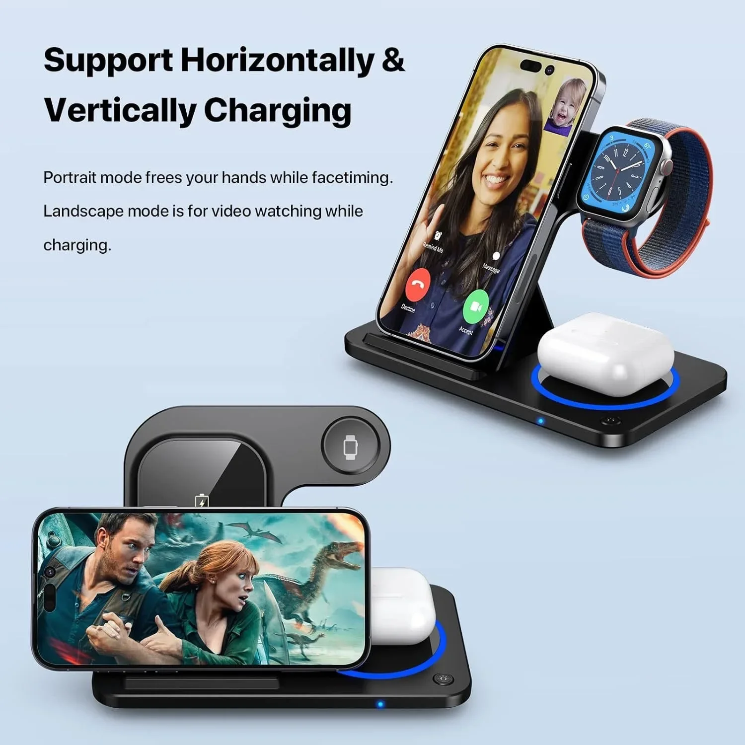 

3 in 1 20W Magnetic Wireless Charger Stand For Phone iPhone 15 14 Pro Airpods Apple Watch Fast Charging Station Holder
